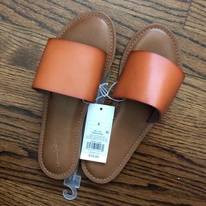 Brown leather slides from Target